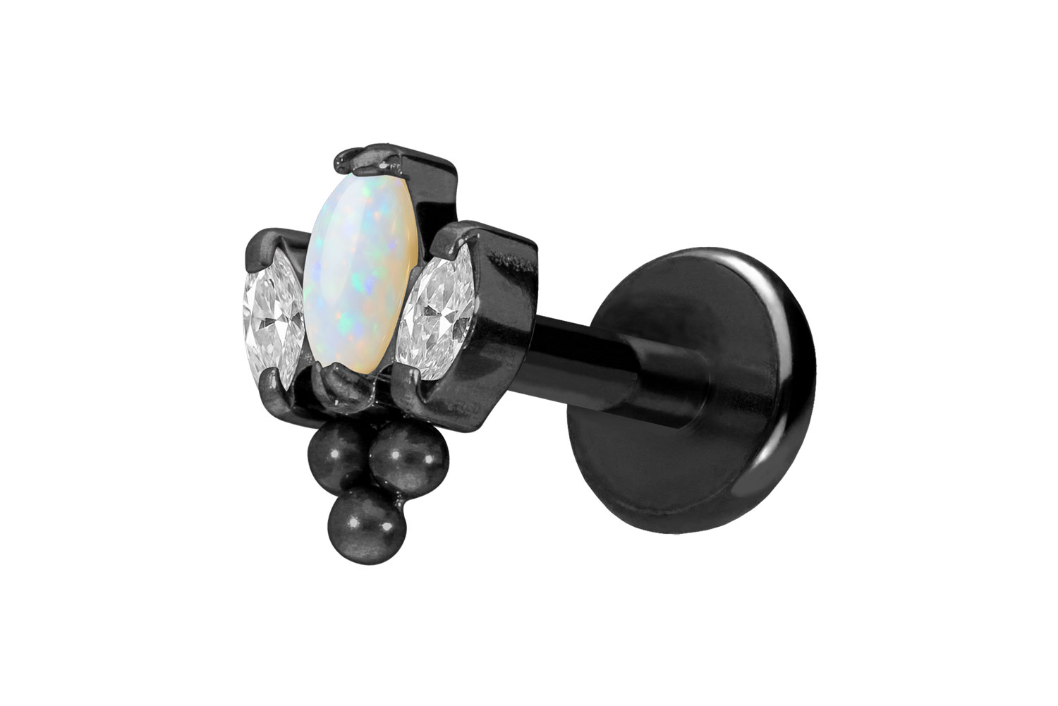 Titan Labret Piercing mit Push Fit LOTUSBLÜTE + 3 KUGELN